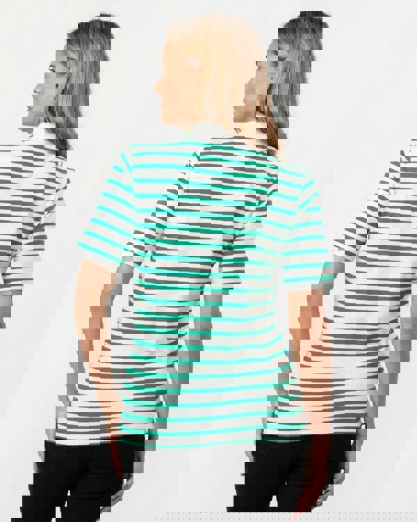 Tommy Hilfiger 1985 Regular Pique Stripe Womens Polo - Breton Ecru/Olympic Green