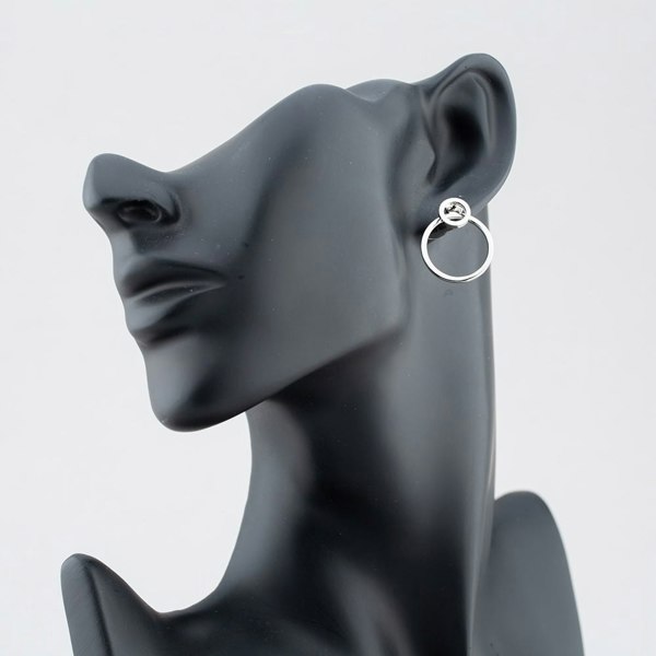 T. H. Baker Silver Large Double Open Circle Dropper Stud Earrings ME04084A