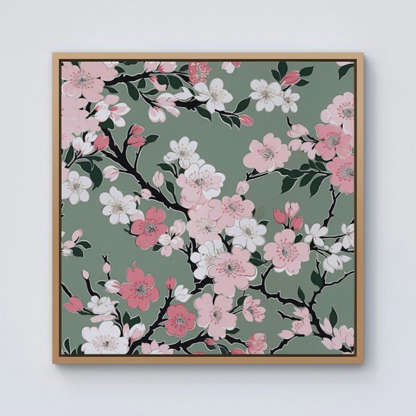 Warren Reed Pink Floral Abstract Pattern Framed Canvas