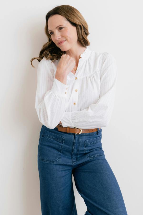 Lily & Me Wayfaring Embroidered Cotton Blouse White