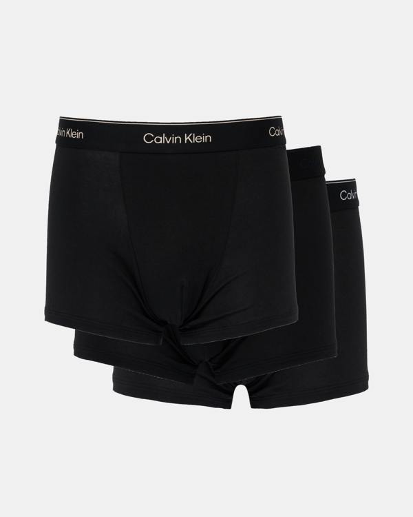 Calvin Klein 3 Pack Icon Cotton Stretch Mens Relaxed Fit Trunks - Heavenly Iris Logo