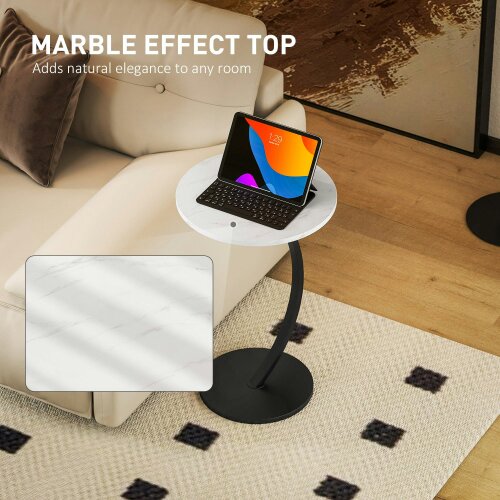Wyld Haus Dimo Round C Shaped Side Table With Marble Effect Top