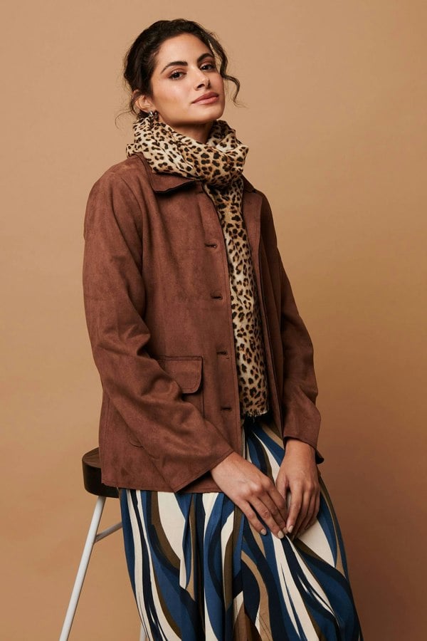 Brown | Animal Printed Relaxed Shawl Scarf
