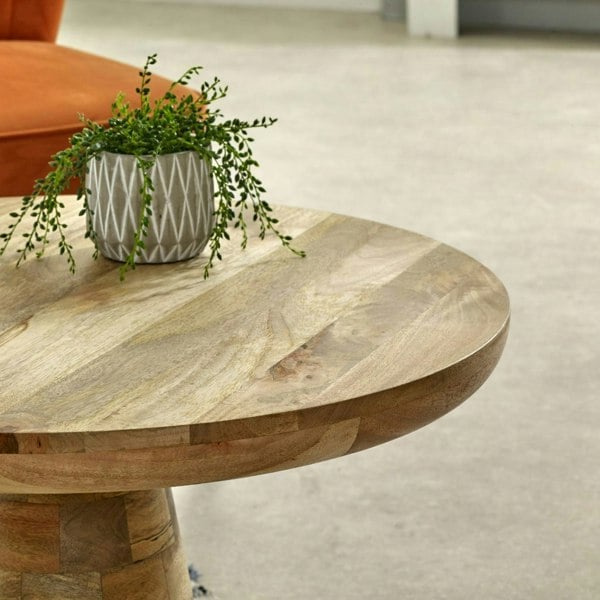 IH Design Valor Mango Wooden Round Coffee Table Mushroom Style