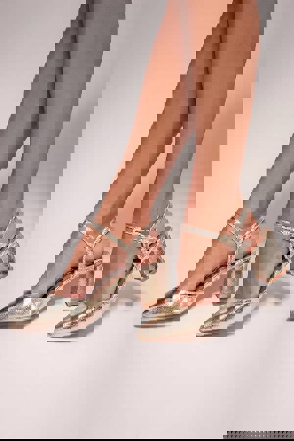 Pointed Slingback Block Heels - Gold SH05