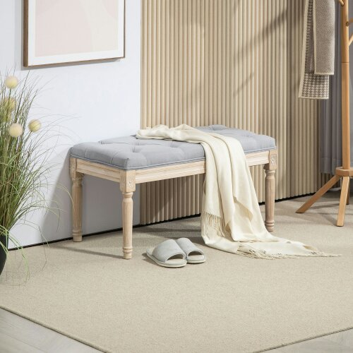 HOMCOM End of Bed Bench Tufted Upholstered Foot Stool