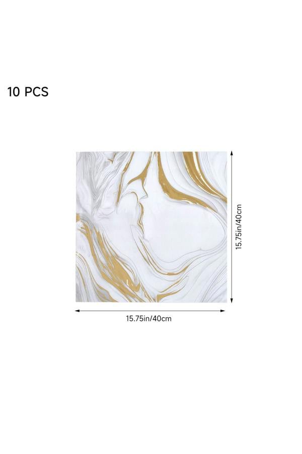 Living and Home 10pcs Self-Adhesive Quicksand Gold Marble PVC Wallpapers, 40x40cm