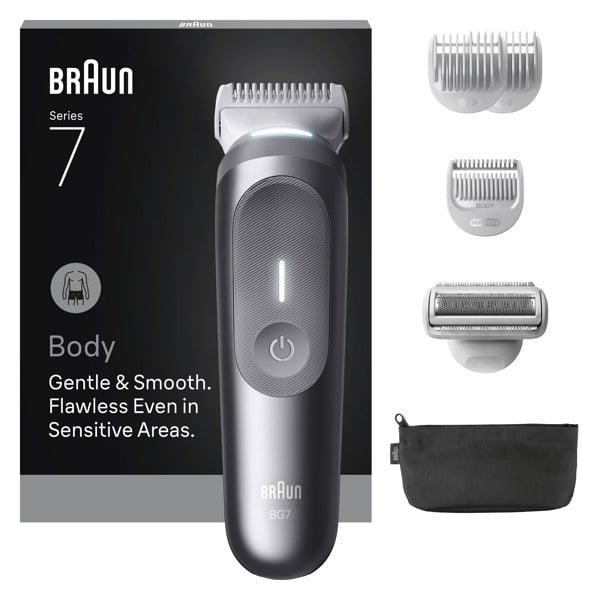 Braun Body Groomer Series 7, BG7550, +6 Grooming Tools, Waterproof - Grey