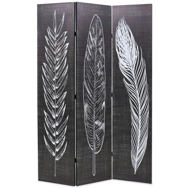 Berkfield Folding Room Divider 120x170 cm Feathers Black and White