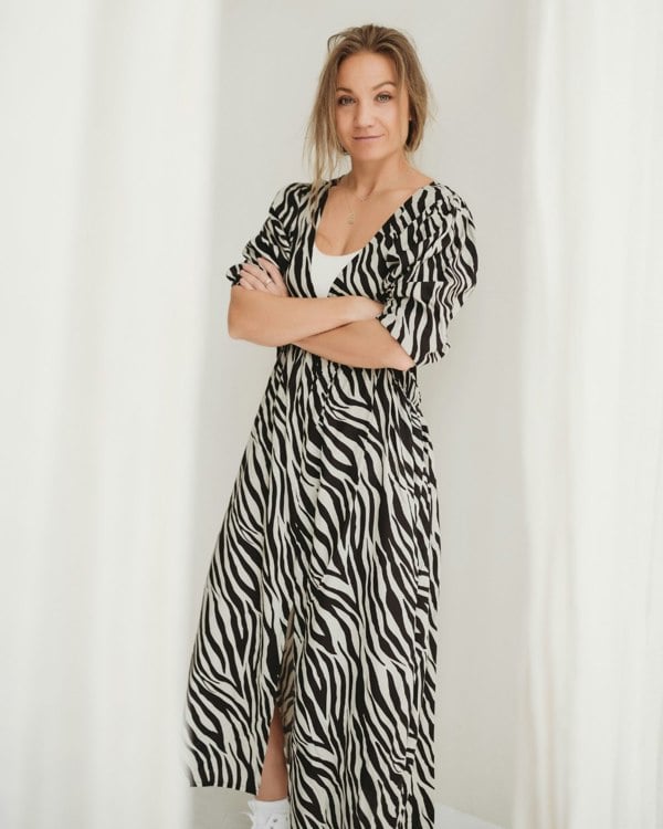Jasmine Multicolour Zebra Streak Print Maxi Dress- image 3