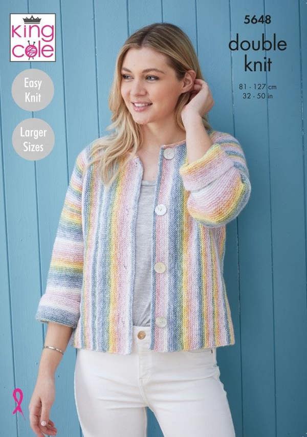 King Cole Bramble DK Knitting Pattern 5648, Cardigans for Women, 32 - 50 Inches - Easy