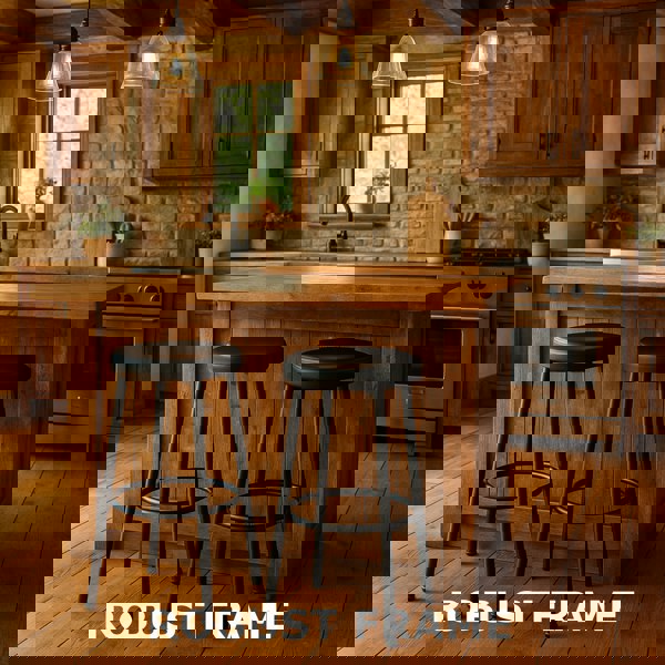 Rafaelo Mobilia Set of 2 Kitchen Counter Height Breakfast Bar Stools Black