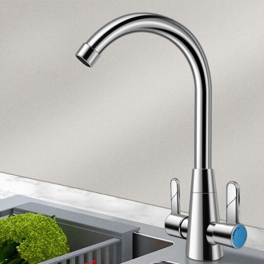 Havendro Kitchen Mixer Tap Dual Lever Swivel Spout Mono Chrome Sink Taps Faucet