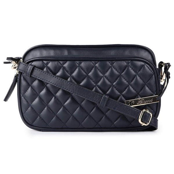 'Bellezza Romana' Real Leather Twin Zip Quilted Crossbody Bag: 63624