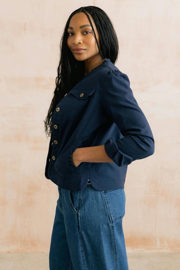 Lily & Me Seren Stretch Cotton Twill Jacket Navy
