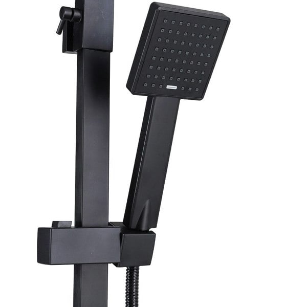 Black Triple FunctionSquare Rain Shower Head Set with Handheld Shower Systems Living and Home