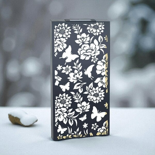 EDH Door Hardware Large Solar Wall Panel with Butterfly & Floral Design – Outdoor Metal LED Garden Wall Art – 60cm x 30cm