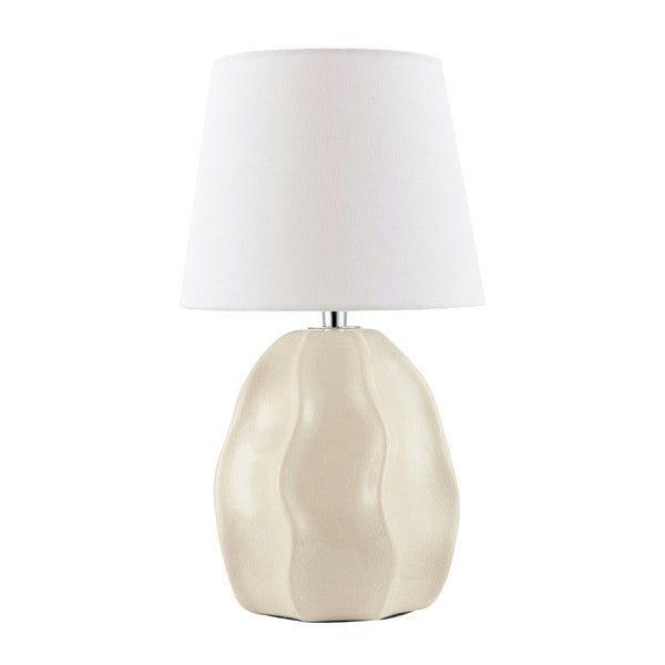 Cream Gloss Ceramic Ripple Effect Table Lamp Base with Crackle Design Image 5