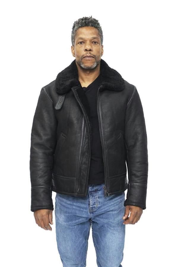 Infinity Leather Mens B3 WW2 Leather Sheepskin Aviator Flying Jacket-Hartland
