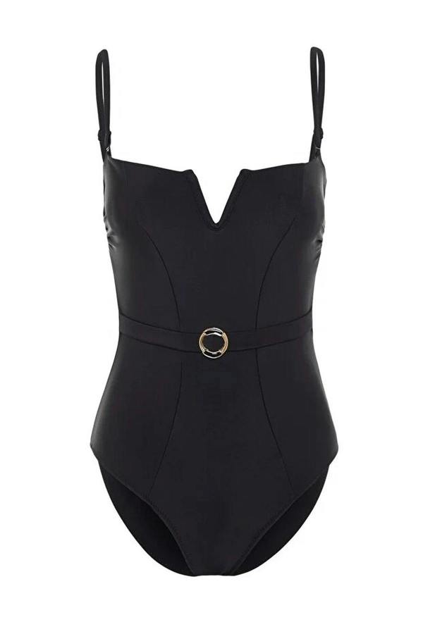 WOVCOR Belted Strapless Covered Hipster Swimsuit
