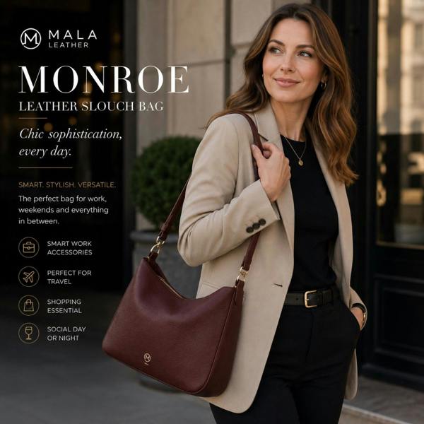 Mala Leather Monroe Collection Leather Slouch Bag