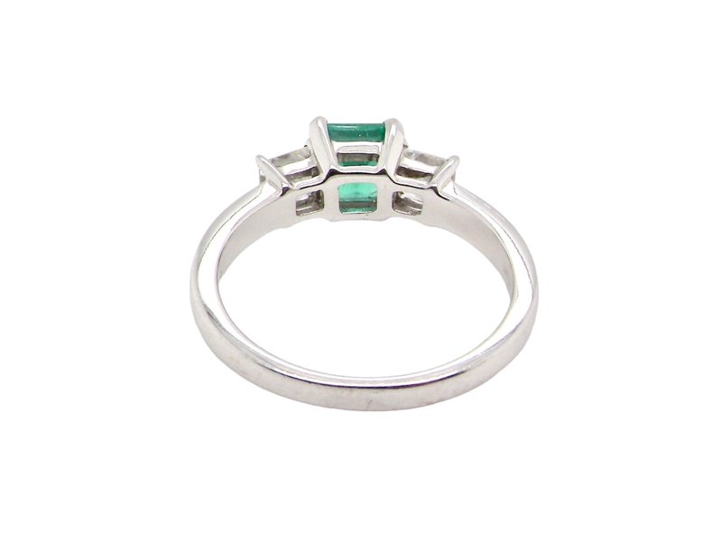 Vintage Tom A three stone emerald and diamond ring