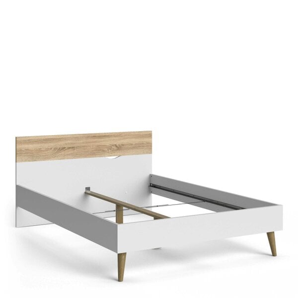 Wyld Haus Sapporo 4ft6 Double Bed Frame White and Natural Oak Wood Effect
