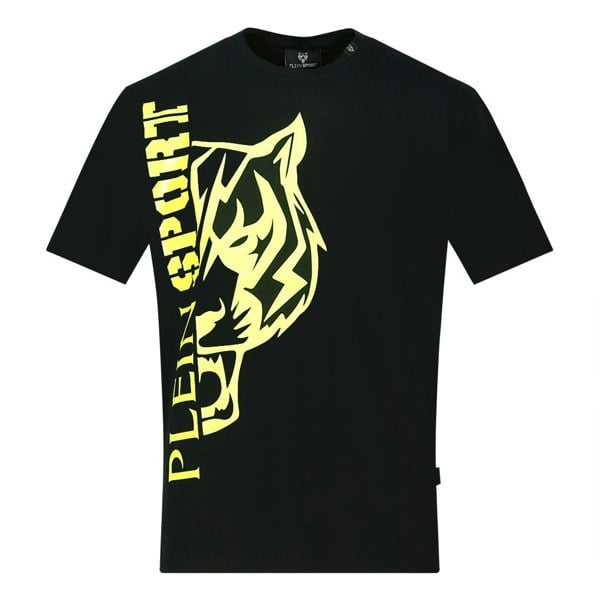 Plein Sport Yellow Bold Split Logo T-Shirt - Black