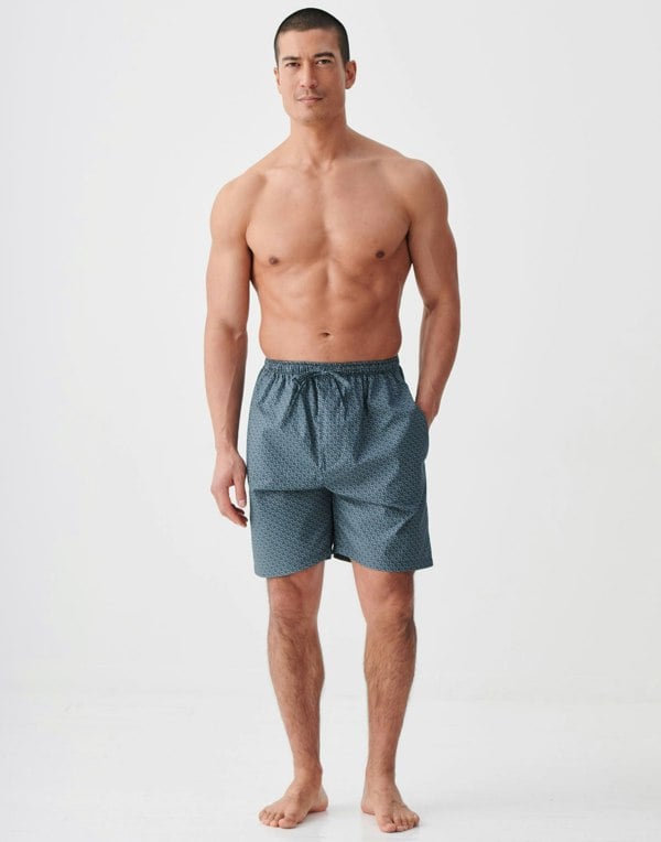 British Boxers Men's Crisp Cotton Sleep Shorts – Geometric Moorland