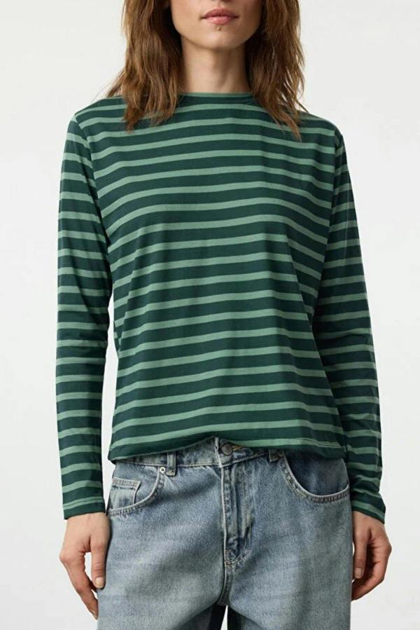 WOVCOR Striped Crew Neck Knit T-Shirt