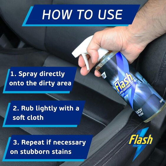 FLASH Leather Car Cleaner 500ml for Seats Wheel & Door Trims