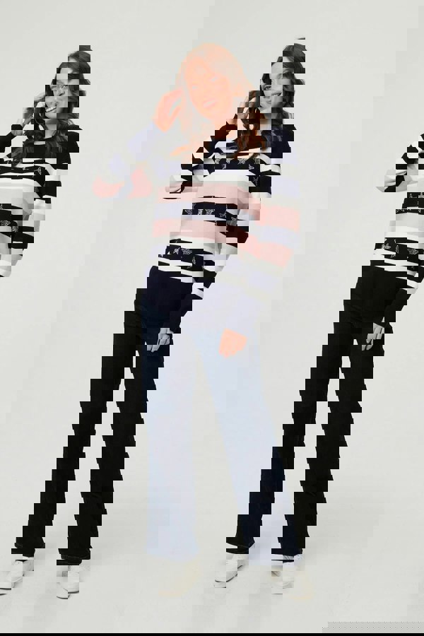 Navy | Sparkly Star Embellished Stripe Jumper
