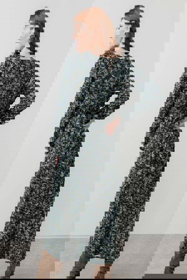 Lily & Me Celia Ditsy Print Midi Dress Green