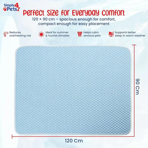 Simply 4 Pets Cooling Mat for Dogs & Cats - Breathable Sandwich Mesh Fabric, Foldable Dog Cooling Mat - Non Slip Washable Pet Cooling Bed