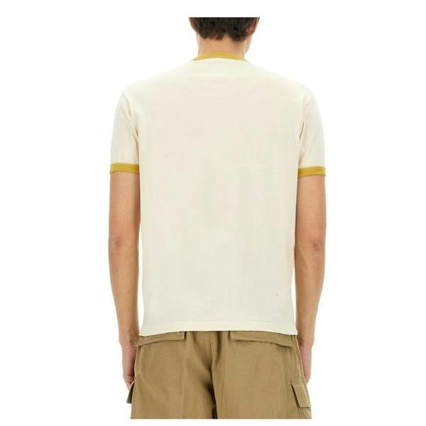 DSquared2 Mens Cana-dude Logo T-Shirt - Milk White/Red - 