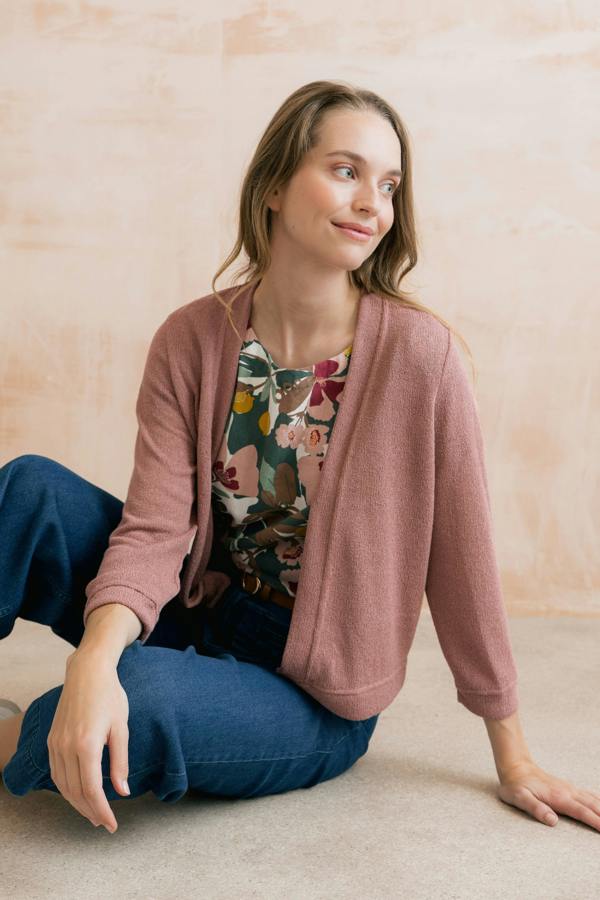 Lily & Me Shore Light Knit Cropped Cardigan Soft Pink