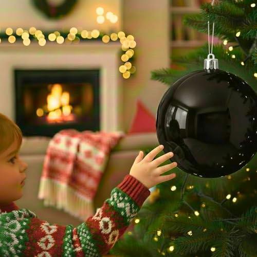 2cm Black Glossy Christmas Bauble for Tree, Mantelpiece and Festive Home Display image 8