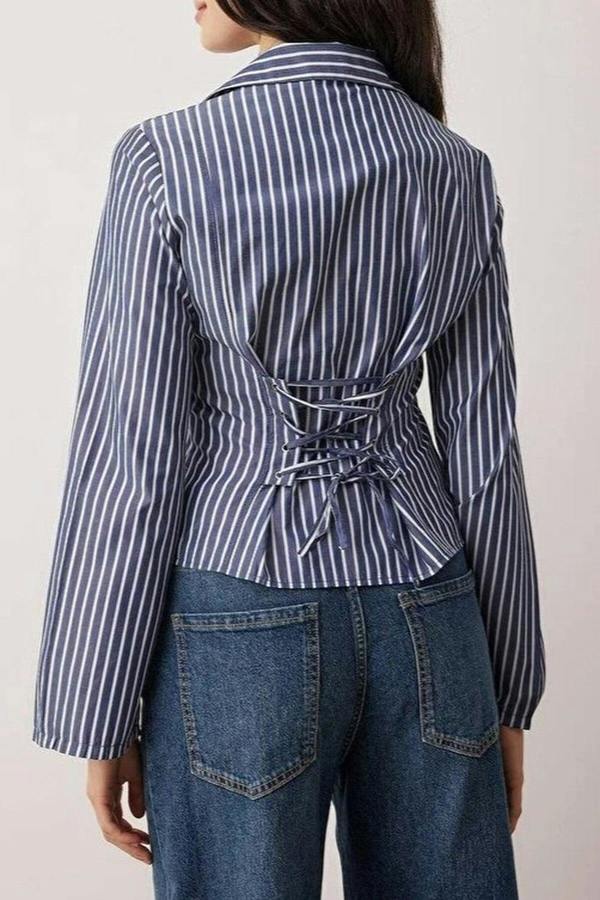 WOVCOR Waist-Sit Shirt with Corset Detail