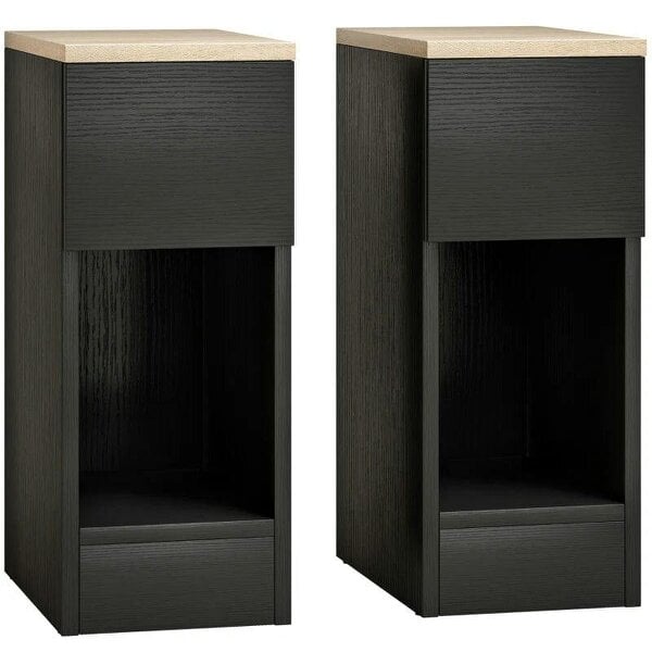 Set of Two Modern Storage Bedside Tables - Black