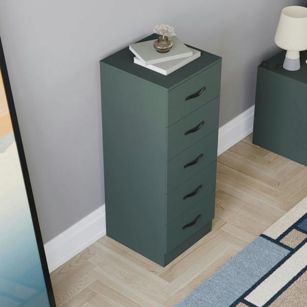 Vida Designs Riano 5 Drawer Narrow Chest, Black