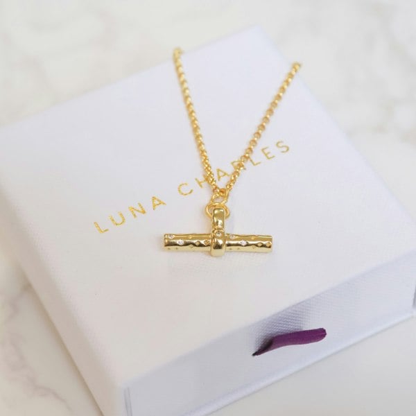 Luna Charles Wren T-Bar Necklace - 18k Gold Plated