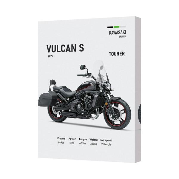 Benjamin Tate Design Kawasaki Vulcan S Canvas Wall Art Print Handmade In UK