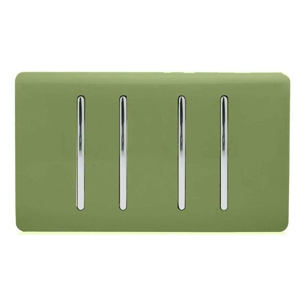Trendi Switch 4 Gang 1 or 2 Way Light Switch in Moss Green