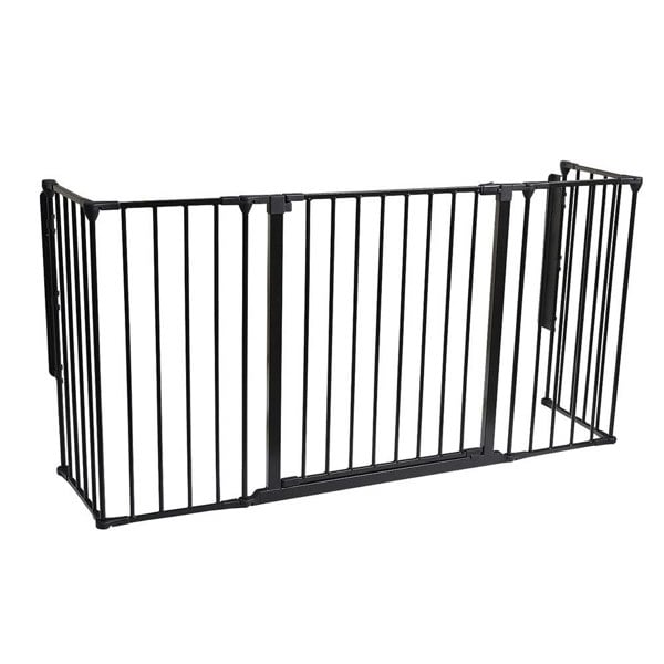 Safetots Multi Panel Fire Surround, 38cm Deep x 138cm Wide, Black, 70cm Tall, Child and Pet Safety, Baby and Toddler Fire Guard