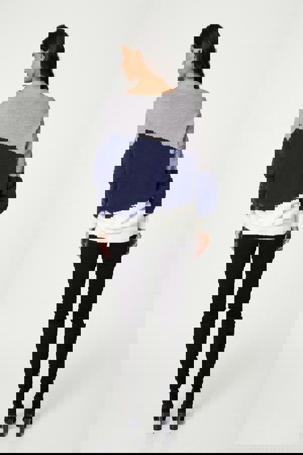 Navy | Colour Block Relaxed Knit Sweater