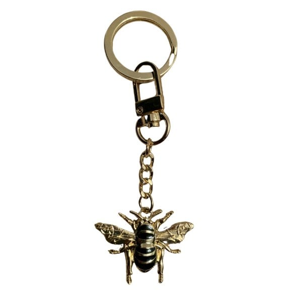 Alice Wheeler Vegan Leather Gold Bee Keyring Bag Charm