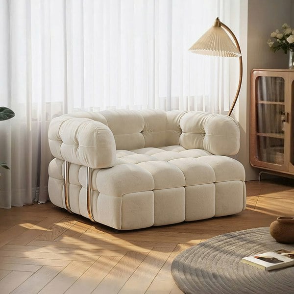 Rojas Single Sofa Bed, Armchair Sofa Bed, Cream-Weilai Concept-Weilai Concept