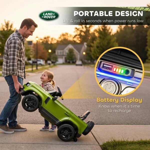 Land Rover Licensed 12V Kids Ride on Car with Remote, Suspension, Slow Start, 3 Speeds, Lights, Music, Horn, Green