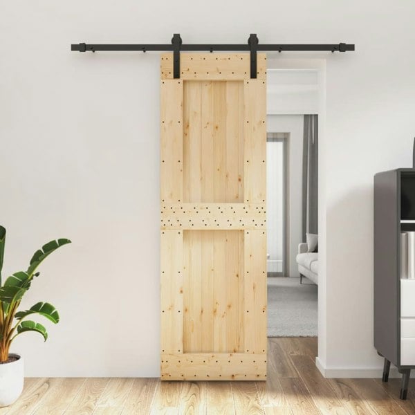 Berkfield Sliding Door with Hardware Set 70x210 cm Solid Wood Pine