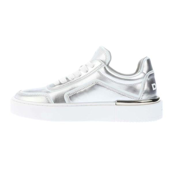DKNY Womens/Ladies Baylor Leather Trainers - Silver - 